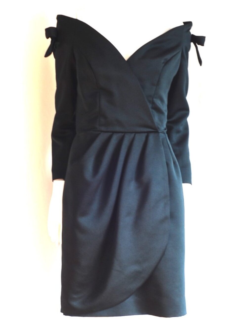Victor Costa 1980's Off Shoulder Cocktail Dress With Shoulder Bows - USA